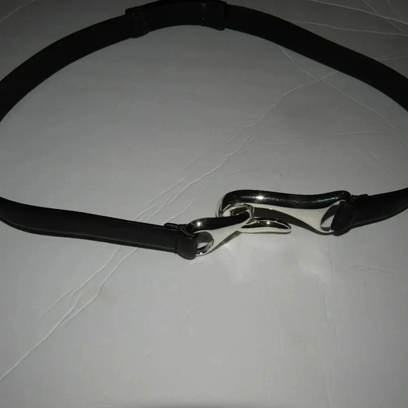 CHICO’S Genuine Leather Black Belt Size M/L - Picture 2 of 4